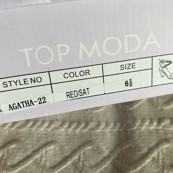 NEW! Top Moda Red Agatha Bow Style Rhinestone Ankle Strap Women’s 6.5 - Picture 3 of 16